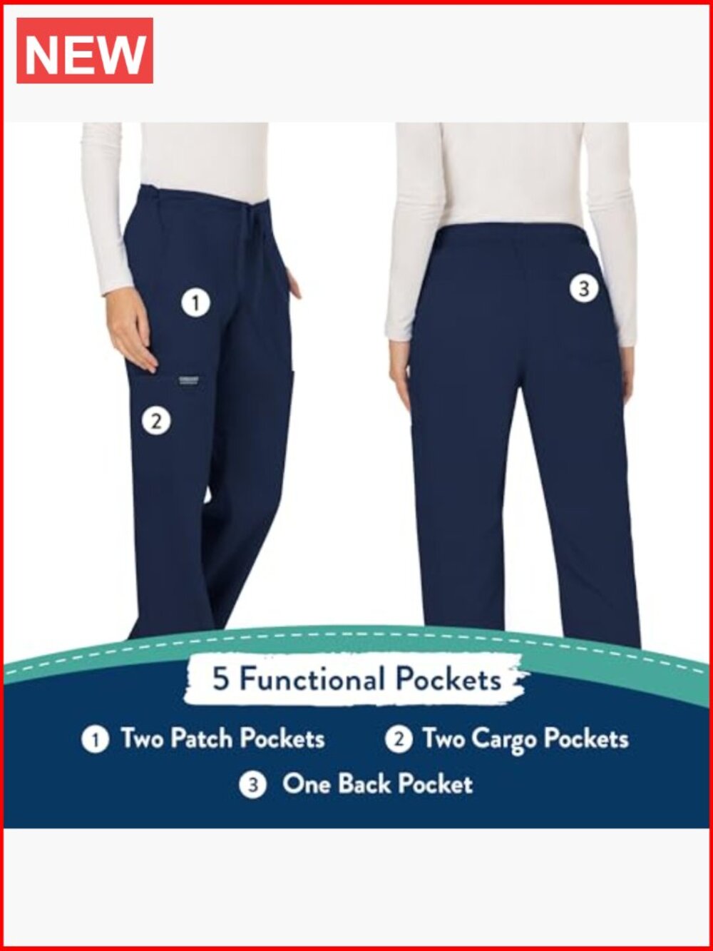 Cherokee Women Scrubs Pant Workwear Revolution Mid Rise Moderate Flare - Picture 5 of 7